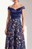 Blush A-Line Off the Shoulder, robe fleurie longue Mother of the Bride