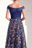 Blush A-Line Off the Shoulder, robe fleurie longue Mother of the Bride