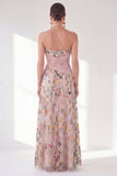 Robe bleue A-Line Sweetheart Floral Long Mother Of the Bride avec fente
