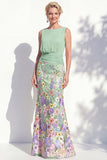 Robe longue marge de la mariée à col bateau sirène vert foncé 3D florale longue