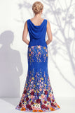 Robe longue marge de la mariée à col bateau sirène vert foncé 3D florale longue