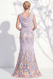 Robe longue marge de la mariée à col bateau sirène vert foncé 3D florale longue