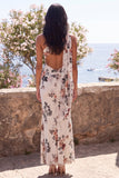 Robe Maxi à fleurs en ivoire à une épaule en sirène à fronçons