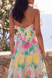 Robe Midi Aline sans bretelles fleur rose Daffodil