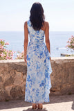 Robe maxi fronçée à une épaule sirène à une épaule avec volants
