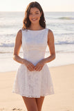 Mini robe en dentelle corset ivoire A Line