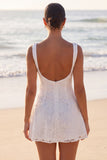 Mini robe en dentelle corset ivoire A Line