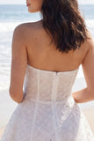 Mini robe Corset sans bretelles en Ivory A Line A