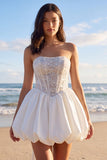 Corset À lignes A Strapless Strapless Corset Petite robe blanche avec nœud