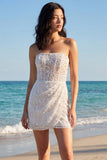 Mini robe corset bodycon sans bretelles à sequins scintillants