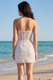 Mini robe corset bodycon sans bretelles à sequins scintillants