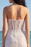 Mini robe corset bodycon sans bretelles à sequins scintillants