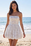 Corset floral A Line Bustier Petite robe blanche