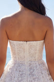Corset floral A Line Bustier Petite robe blanche