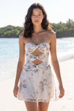 Robe blanche Petite Blanche Bustier Bustless à Coupe Florale