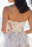 Robe blanche Petite Petite Ligne Florale Bustier