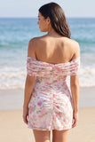 Petite robe blanche à fleurs dénudée A Line