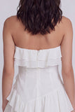 Robe blanche A Short File, à volants sans bustier