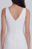 Robe courte de remise de diplôme courte bodycon à volants en ivoire