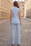Costumes féminins slim à coupe double boutonnage double boutonnage et double boutonnage bleu clair