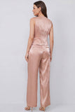 Costumes féminins Dusty Rose 2 pièces à col en V avec poches