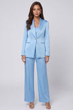 Costumes féminins 2 pièces bleu châle à revers pâle