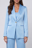 Costumes féminins 2 pièces bleu châle à revers pâle