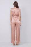 Costumes femmes 2 pièces Rose poussiéreux froncés avec écharpe