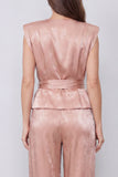 Costumes femmes 2 pièces Rose poussiéreux froncés avec écharpe