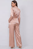 Costumes féminins deux pièces à revers de poche rose poussiéreux