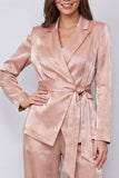 Costumes féminins deux pièces à revers de poche rose poussiéreux