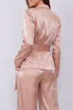 Costumes féminins deux pièces à revers de poche rose poussiéreux
