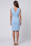 Robe de travail Sky Blue Body Fronced V à col V