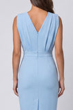 Robe de travail Sky Blue Body Fronced V à col V
