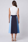 Robe de travail Midi à col en V en ivoire et bleu