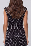 Robe de travail Midi en maille blanche noire à pois