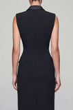 Robe de travail midi à revers à revers à pointe noire