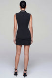 Robe de travail courte noire double croisée en fourreau