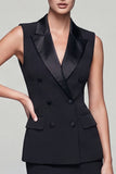 Robe de travail courte noire double croisée en fourreau