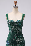 Robe courte de rentrée courte à paillettes bodycons vert foncé et scintillante