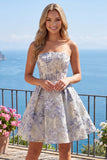 Corset A Line Bleu poussiéreux Courte Courte de la Rentrée à la Maison Courte Bleu Dusty Line