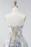 Corset A Line Bleu poussiéreux Courte Courte de la Rentrée à la Maison Courte Bleu Dusty Line