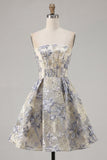 Corset A Line Bleu poussiéreux Courte Courte de la Rentrée à la Maison Courte Bleu Dusty Line