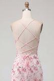 Corset fleuri rose à sequins Bodycon robe de rentrée à la maison