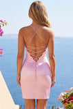 Robe de balaison à la maison corset rose transparente, perlée et froncée, avec fente
