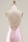 Robe de balaison à la maison corset rose transparente, perlée et froncée, avec fente