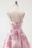 Corset rose à fleurs à volants pour la robe courte de rentrée