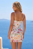 Robe de rentrée à la maison à ongles en ivoire scintillante Bodycon à fines florales