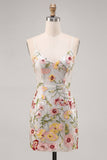 Robe de rentrée à la maison à ongles en ivoire scintillante Bodycon à fines florales