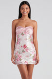 Robe de bal de rentrée Bodycon Bodycon Rose Clair Bustier Mini Homecoming avec des paillettes